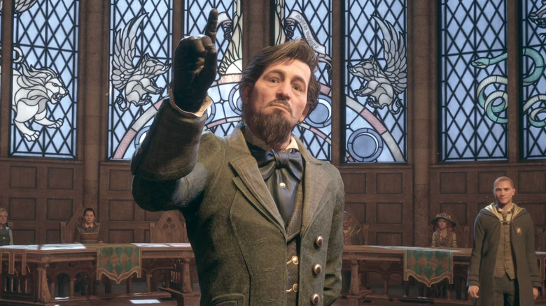 Headmaster Black giving speech in Great Hall