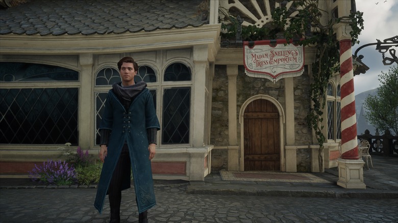Hogwarts Legacy character outside shop
