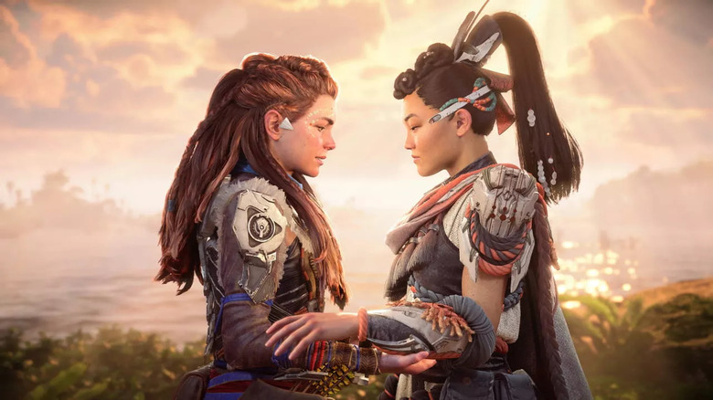 Aloy and Seyka embracing Burning Shores