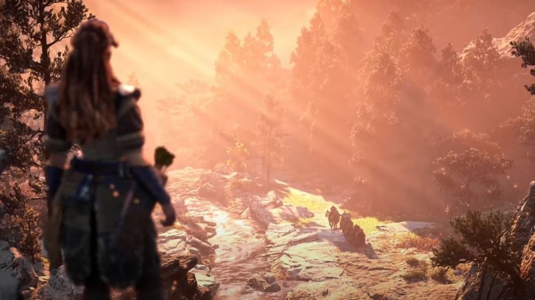 Aloy watches her friends ride out
