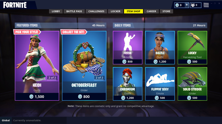 Fortnite: Battle Royale Item Shop