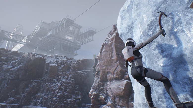 Kathy climbing on ice