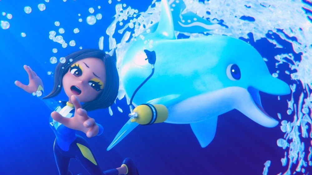 woman with dolphin