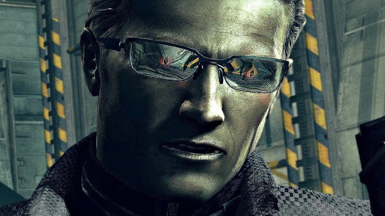 Wesker reaching for sunglasses