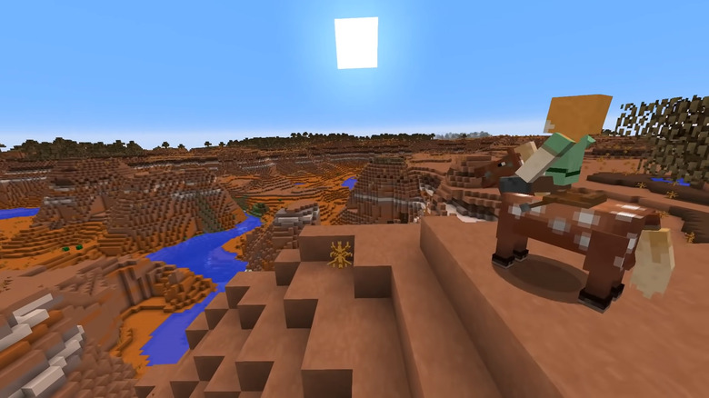 Alex horseriding in Badlands biome