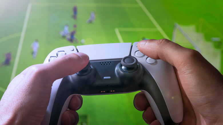 Person playing soccer game