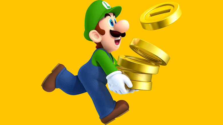 Luigi with coins