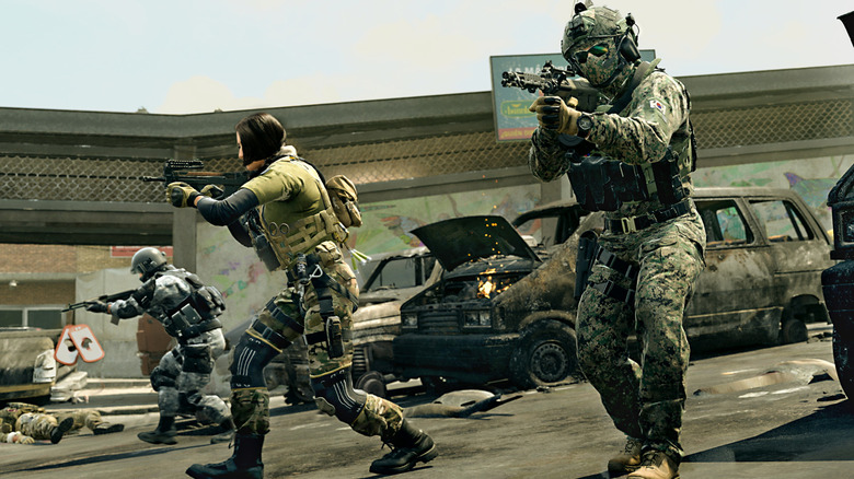 Ground troops in parking lot