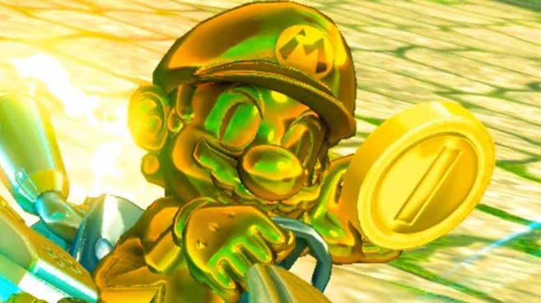 Gold Mario grabbing coin