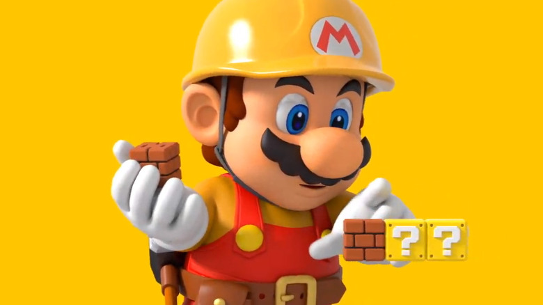 Mario adjusts some bricks