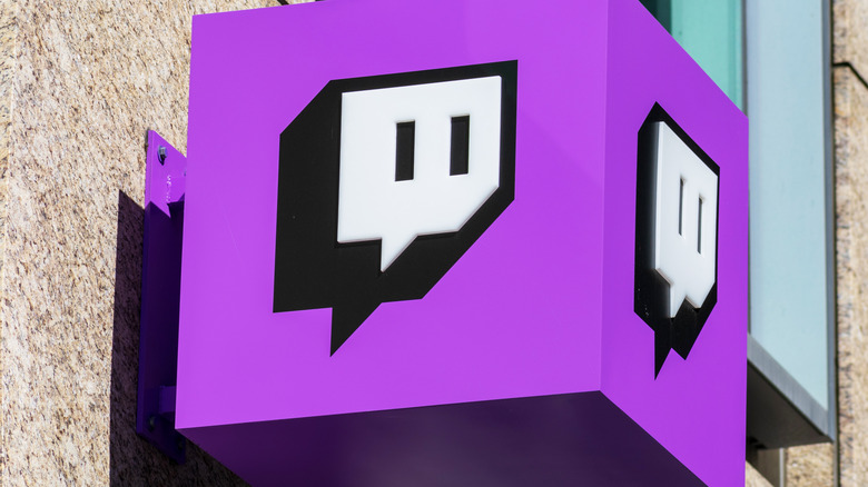Twitch logo on building