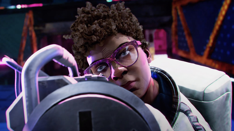 Hyenas glasses astronaut aiming weapon