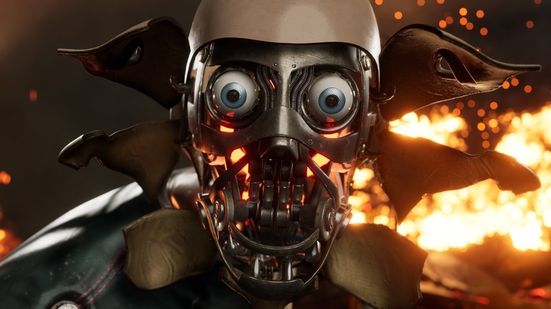 Robot with face exploding