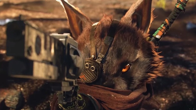 Biomutant cat holding gun