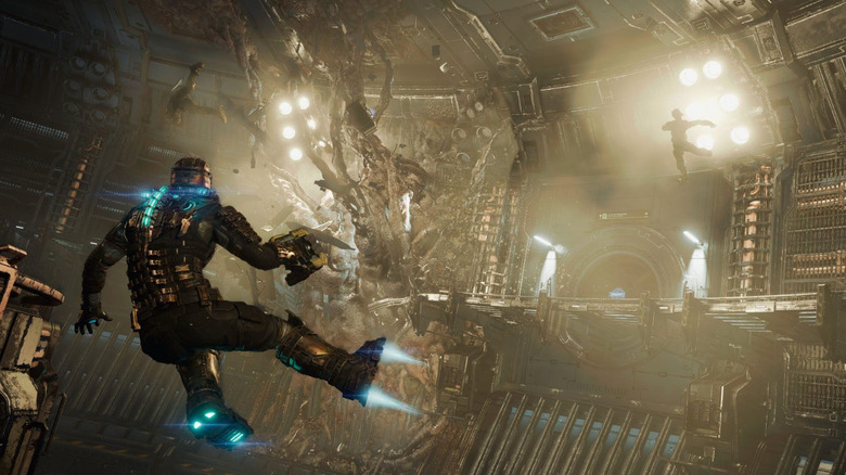 Spaceship with floating people