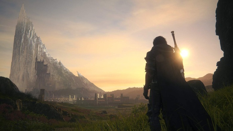 Final Fantasy 16 landscape with sun