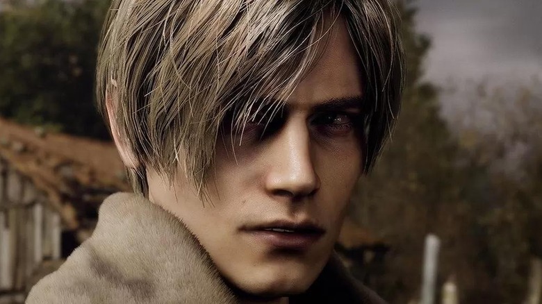 Resident Evil 4 Remake Leon frowning