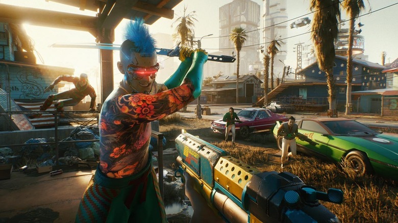 Cyberpunk 2077 first person combat gameplay