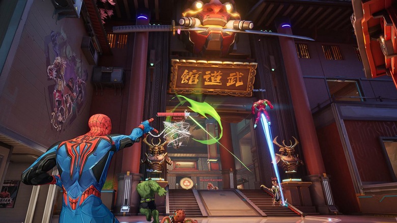 Spider-Man attacking someone in "Marvel Rivals"