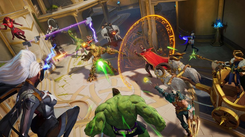 Characters in heated battle in "Marvel Rivals"
