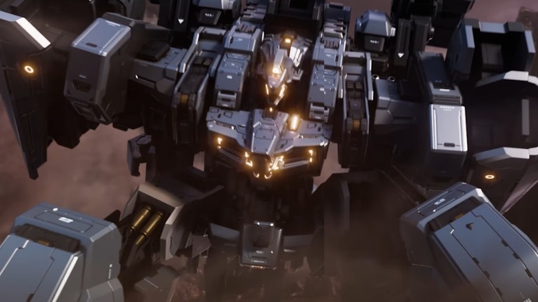 Blue mech spinning around in "Mecha Break"