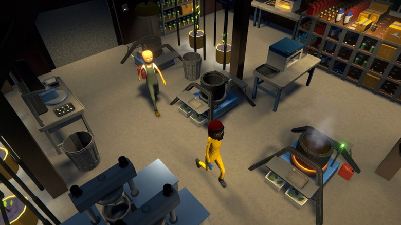 Two men at work in a drug manufacturing lab in Schedule 1