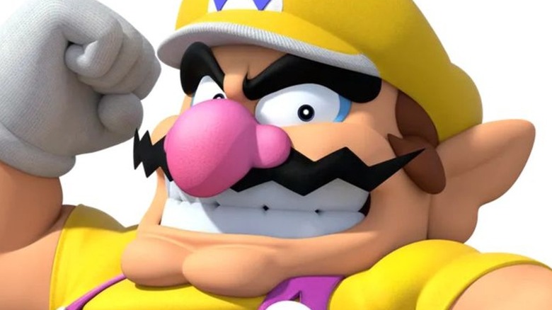 Wario flexing muscles