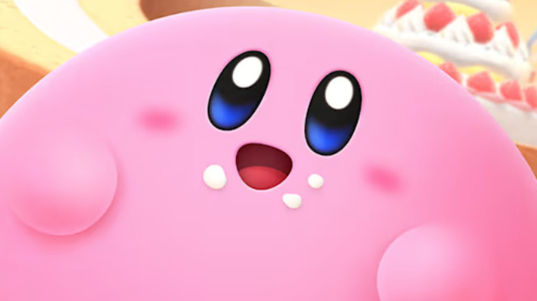 Kirby's Dream Buffet key art Kirby mouth close up