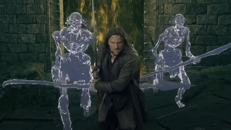 Aragorn in Elden Ring charging 