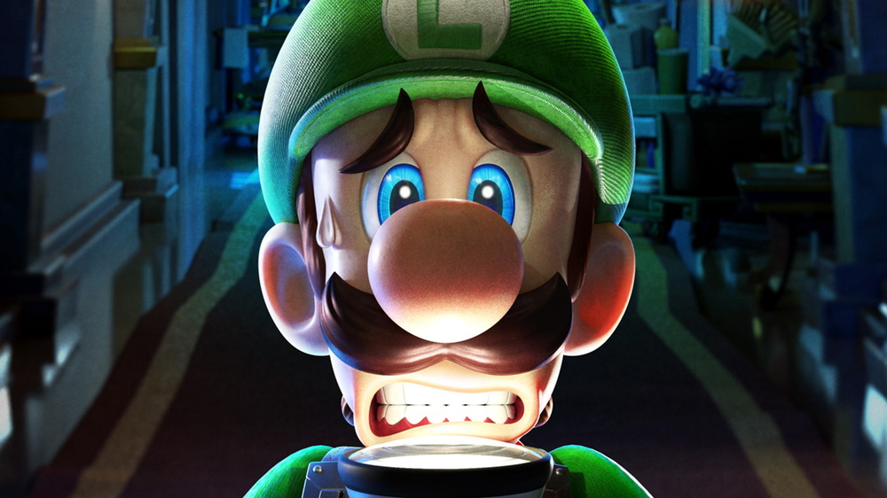 Frightened Luigi with flashlight