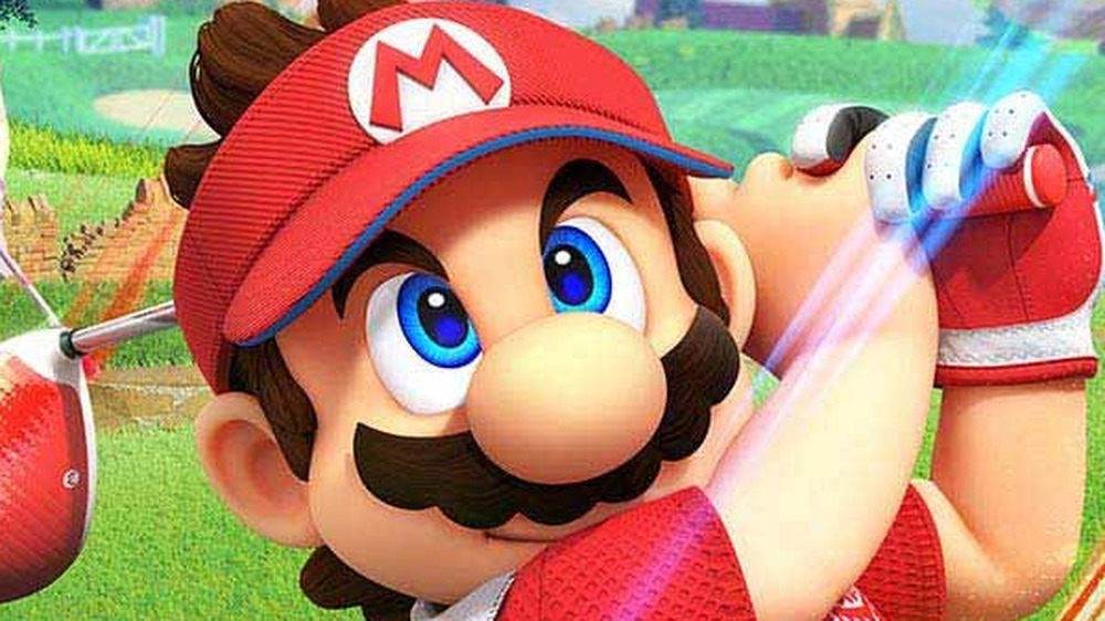 Mario swings golf club