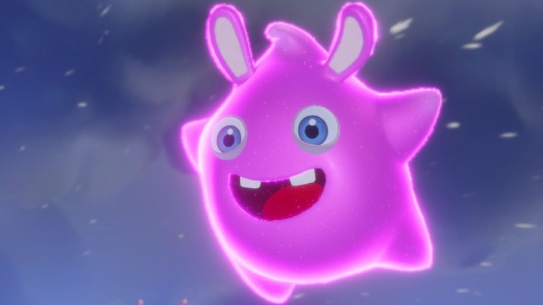 Purple Spark smiling
