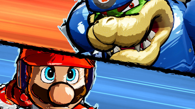 Mario Strikers Mario and Bowser close up