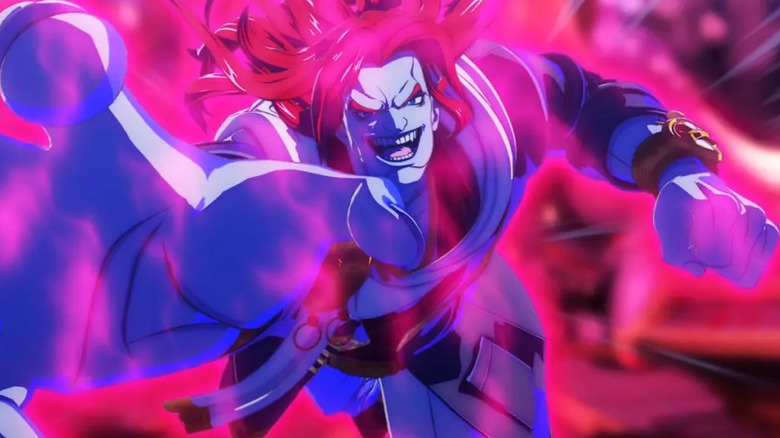 The Champion reaches at the player while wreathed in red energy in Marvel Tōkon: Fighting Souls