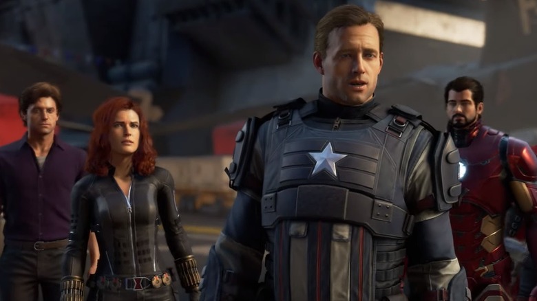 Captain America with Bruce Banner, Iron Man, Black Widow