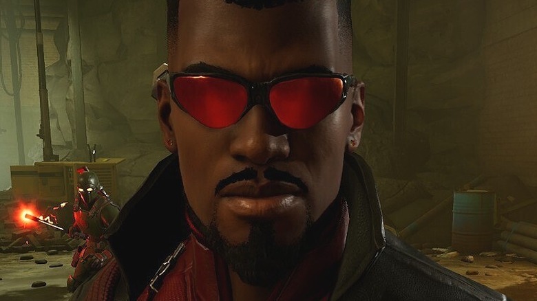 Blade wearing red glasses