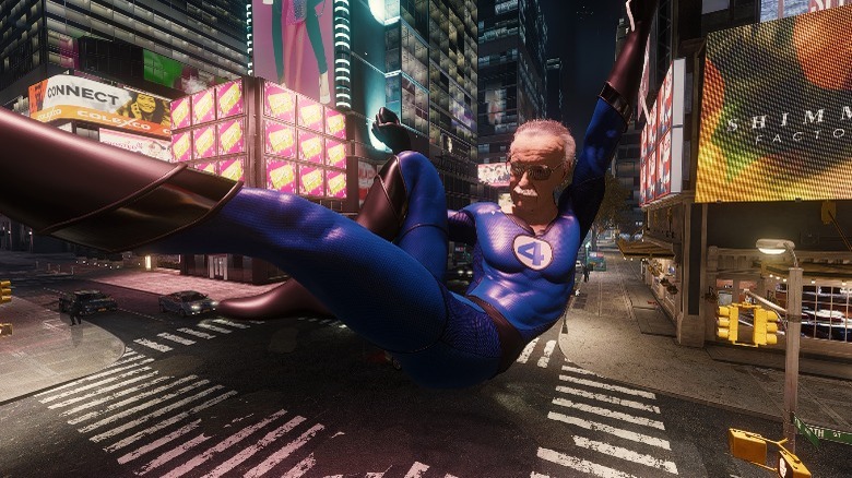 Stan Lee web swinging