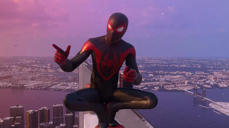 Miles Morales posing on building