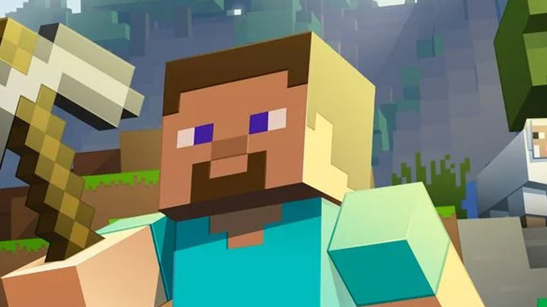 Steve using pickaxe