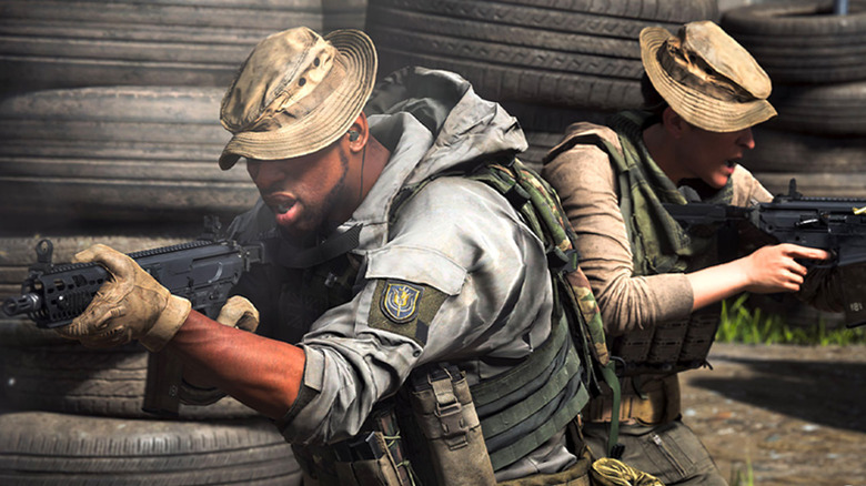 Two operators fighting back to back
