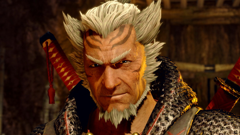 Monster Hunter Rise's Fugen staring dramatically