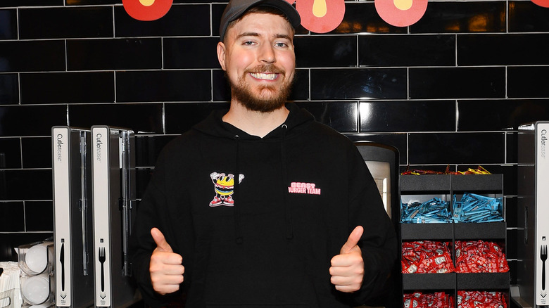 MrBeast at MrBeast Burger opening