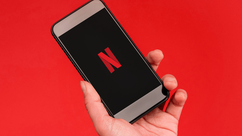 Netflix logo on phone