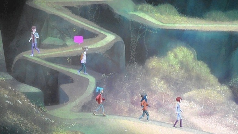 Oxenfree running down a hill