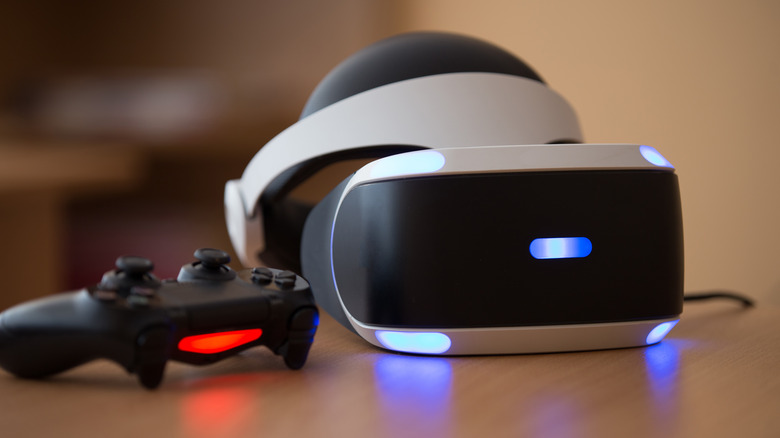 PS VR on a table