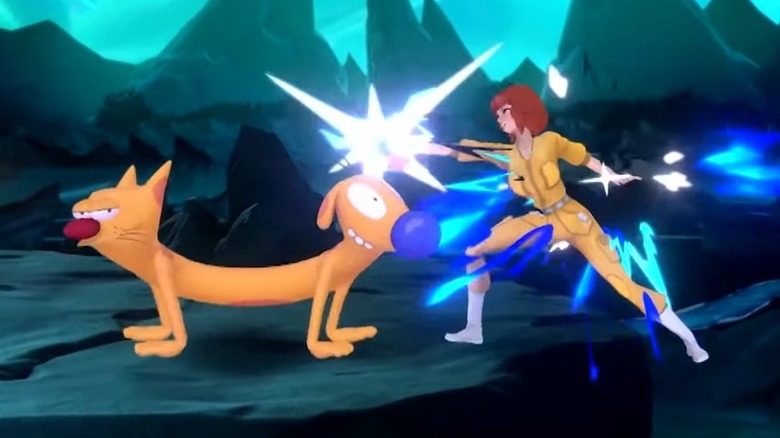 April and CatDog brawling