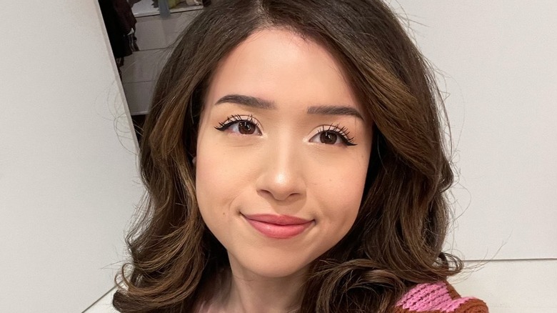 Pokimane in checkered sweater