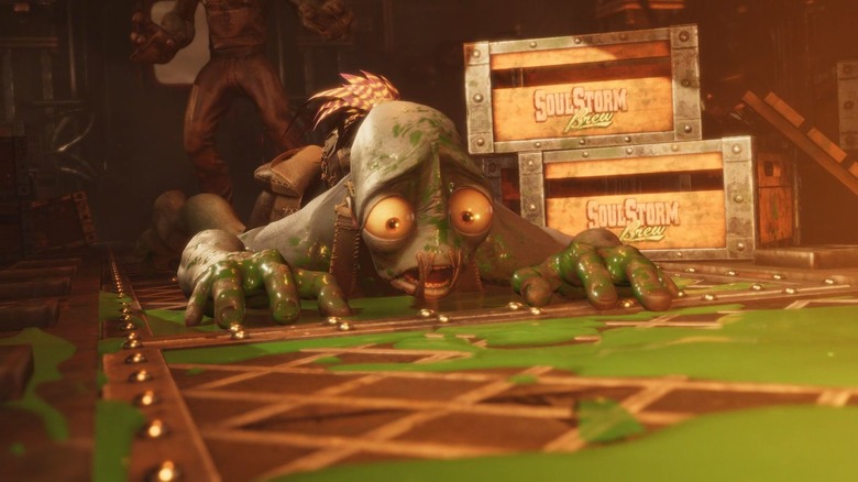 Oddworld Soulstorm Abe Falling On Train