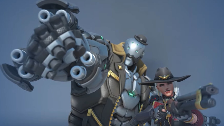 Overwatch 2's Ashe and B.O.B. during one of Ashe's highlight intros