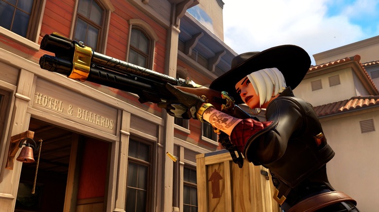 Ashe sporting her Overwatch 2 redesign on the Hollywood map